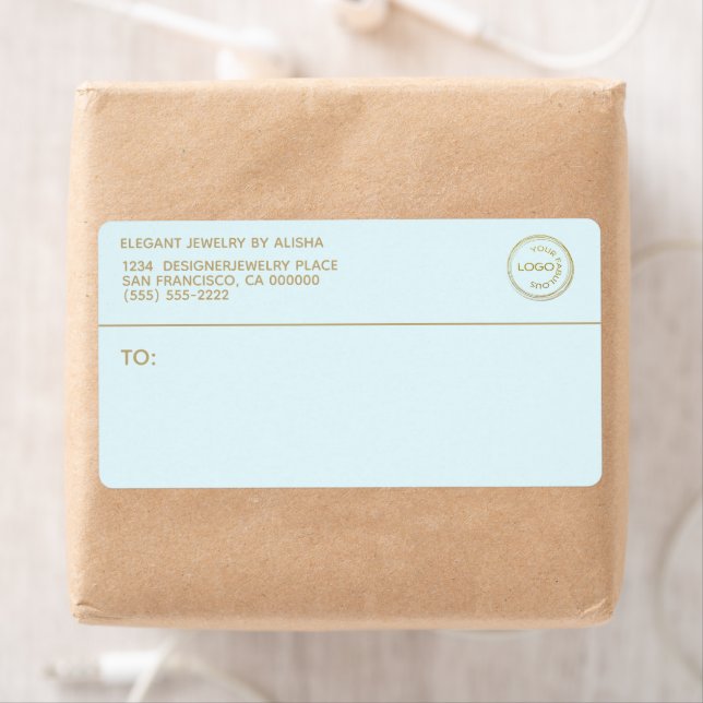 Modern Business Logo Blue Gold  Address Label (Insitu)