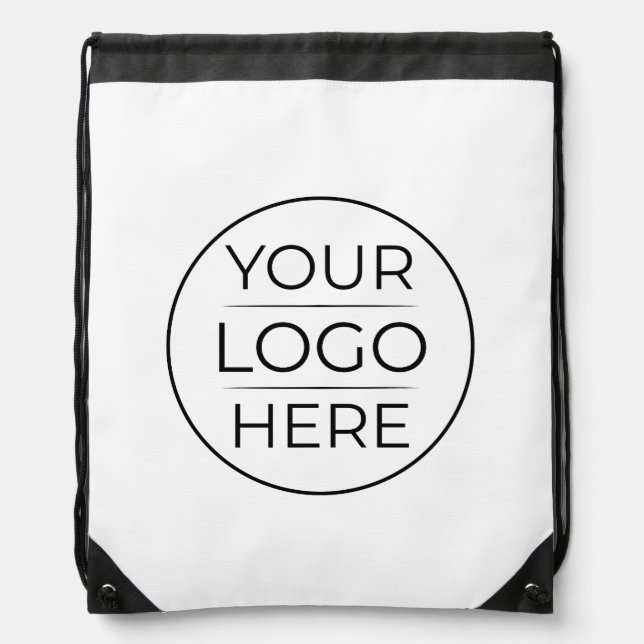 Modern Business Logo Branding Drawstring Bag (Front)