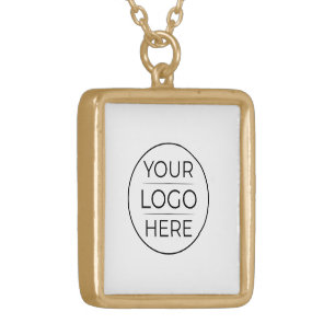 Modern Business Logo Branding Gold Plated Necklace