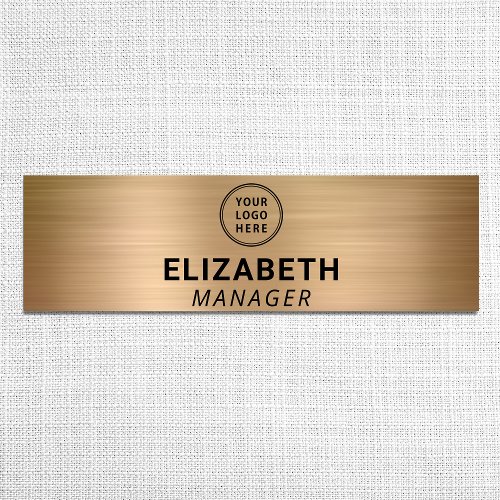 Modern Business Logo Brushed Gold Name Tag