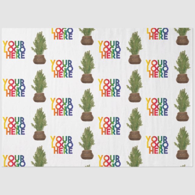 Modern Business Logo Christmas Tree Holiday Tissue Paper (Front)