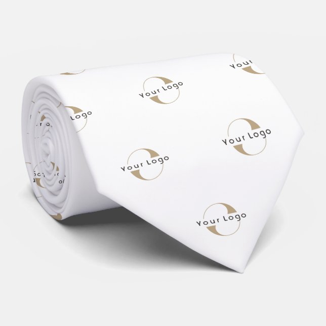Modern Business Logo Clean Minimal Company White Neck Tie (Rolled)