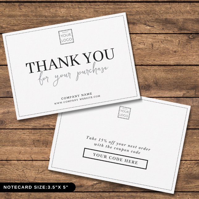 Modern Business Logo Company Coupon Code Thank You Note Card (Modern Business Logo Company Coupon Code Thank You Note Card
)