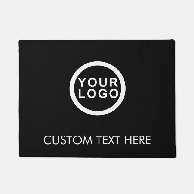 Modern Business Logo Company Doormat | Black (Front)