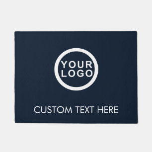 Modern Business Logo Company Doormat   Navy Blue