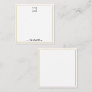 Modern Business Logo Company Gold Double Border Note Card