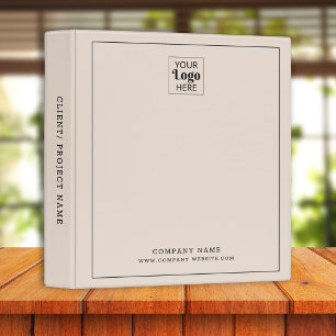 Modern Business Logo Company Name Beige 3 Ring Binder