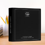 Modern Business Logo Company Name Black  3 Ring Binder<br><div class="desc">Stylish and modern professional binder to store your business stationery .Personalize  with your logo and details.</div>