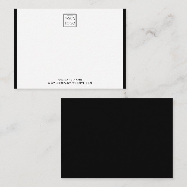 Modern Business Logo Company Name Black Border Note Card (Front/Back)