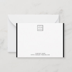 Modern Business Logo Company Name Black Border Note Card