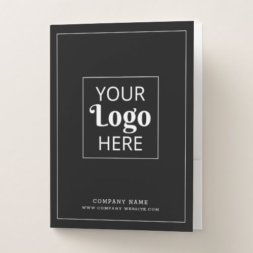 Modern Business Logo Company Name Branded Black Pocket Folder