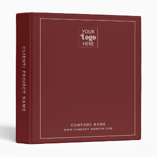 Modern Business Logo Company Name Burgundy 3 Ring Binder