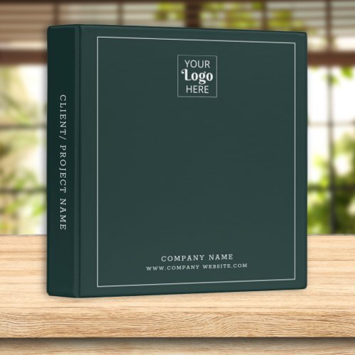 Modern Business Logo Company Name Dark Green 3 Ring Binder