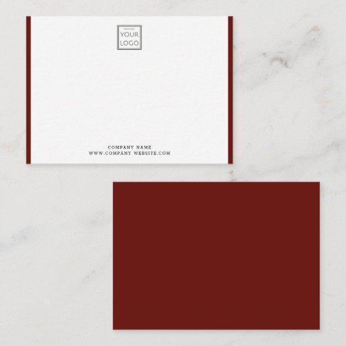 Modern Business Logo Company Name Maroon Border   Note Card
