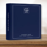 Modern Business Logo Company Name Navy Blue 3 Ring Binder<br><div class="desc">Stylish and modern professional binder to store your business stationery .Personalize  with your logo and details.</div>
