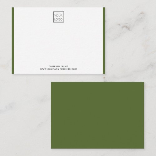 Modern Business Logo Company Name Olive Border   Note Card