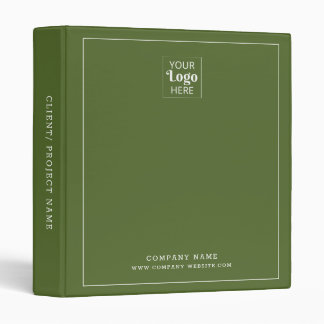 Modern Business Logo Company Name Olive Green 3 Ring Binder