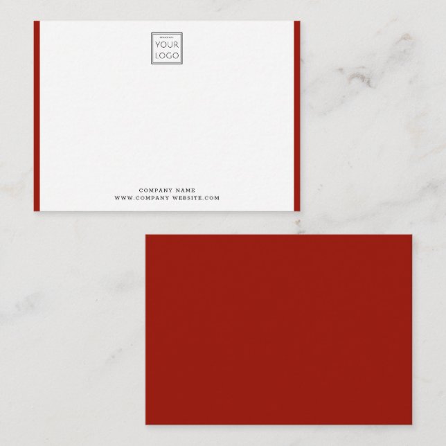 Modern Business Logo Company Name Red Border   Note Card (Front/Back)