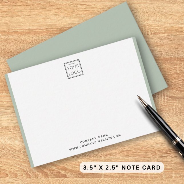 Modern Business Logo Company Name Sage Border Note Card (Creator Uploaded)