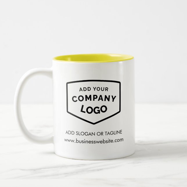 Modern Business Logo Company Swag Custom Two-Tone Coffee Mug (Left)