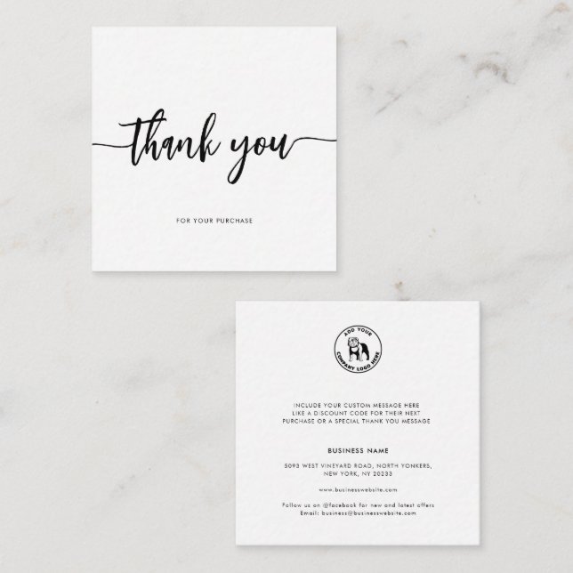 Modern Business Logo Company Thank You Note Card (Front/Back)