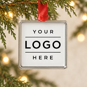 Modern Business Logo Corporate Branded Keepsake Metal Ornament