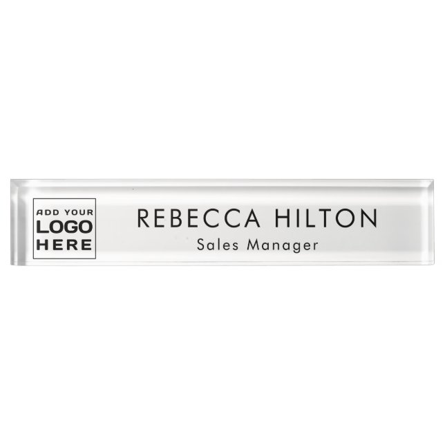 Modern Business Logo Coworkers Custom Desk Name Plate (Front)