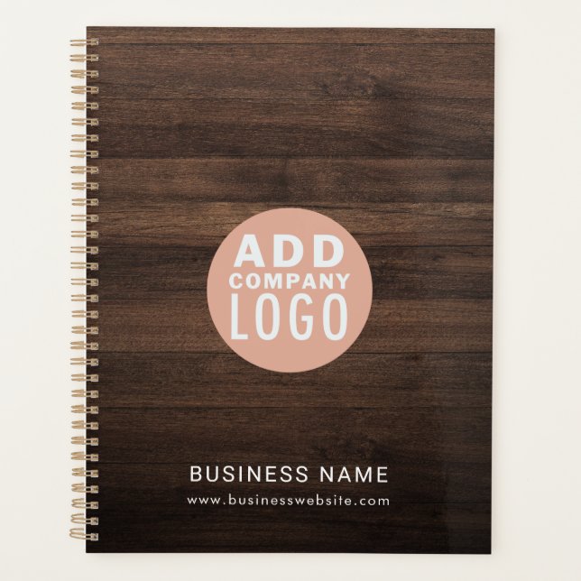 Modern Business Logo Elegant Wood Look 2026 Planner (Front)