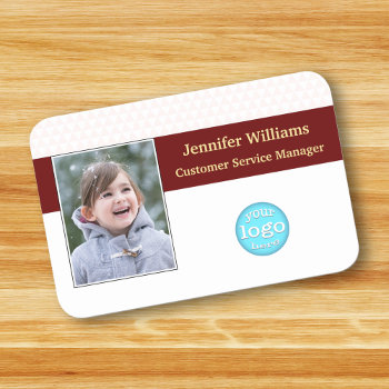 Modern Business Logo Employee Executive Photo Id Name Tag by iCoolCreate at Zazzle