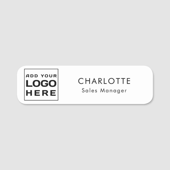 Modern Business Logo Employees Custom Name Tag (Front)