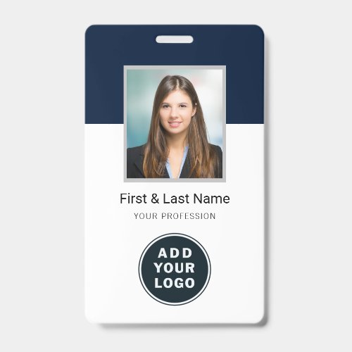 Modern Business Logo Employees Photo with Barcode Badge