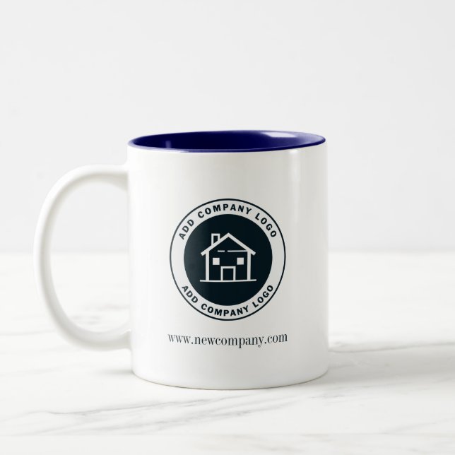 Modern Business Logo Giveaway Custom Two-Tone Coffee Mug (Left)