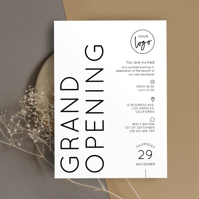 Modern Business Logo Grand Opening Simple Invitation (Creator Uploaded)