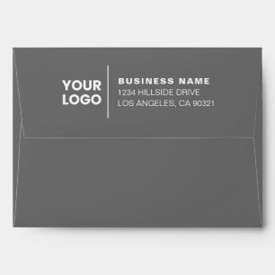 Modern Business Logo Grey & White Return Address Envelope