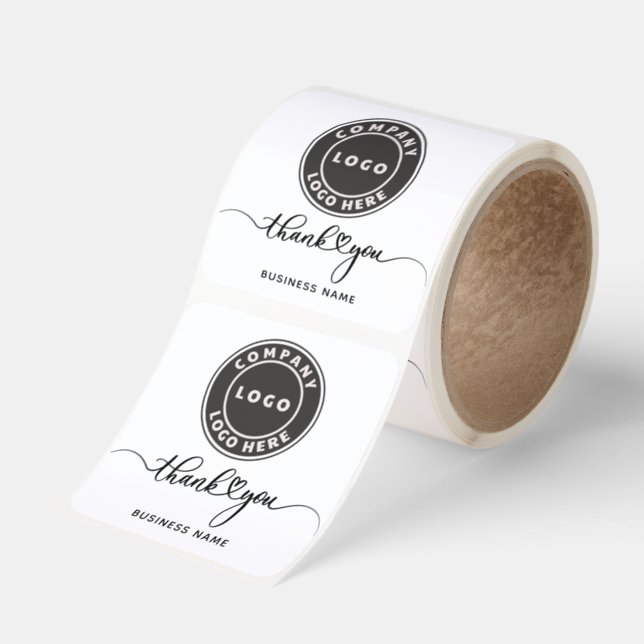 Modern Business Logo Hand-Lettered Thank You Square Sticker (Roll)