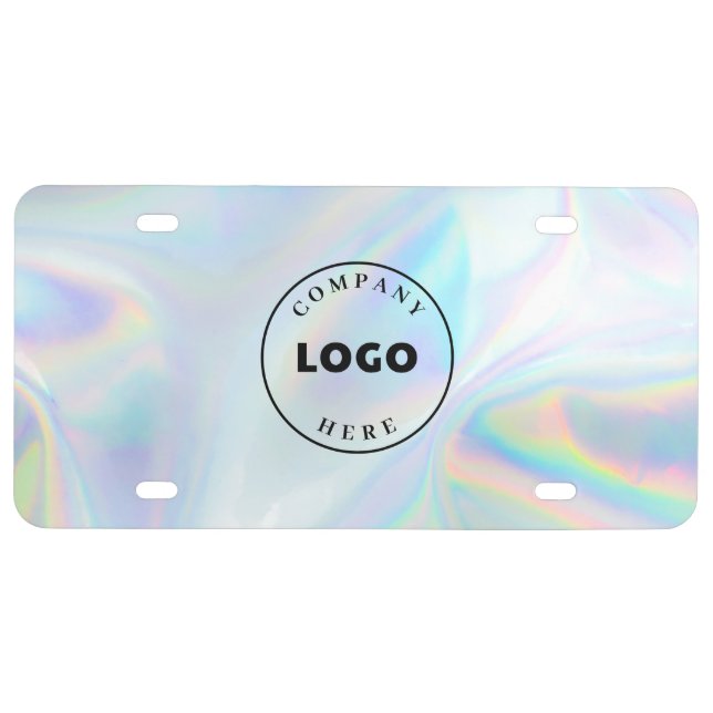 Modern Business Logo Holographic Plastic License Plate (Front)