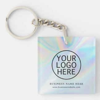 Modern Business Logo Iridescent Promotional Swag Keychain