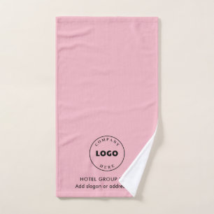 Modern Business Logo Name Simple Pink Hand Towel