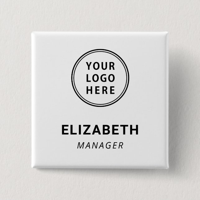 Modern Business Logo Name Tag Button (Front)