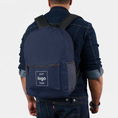Modern Business Logo Navy Blue  Printed Backpack