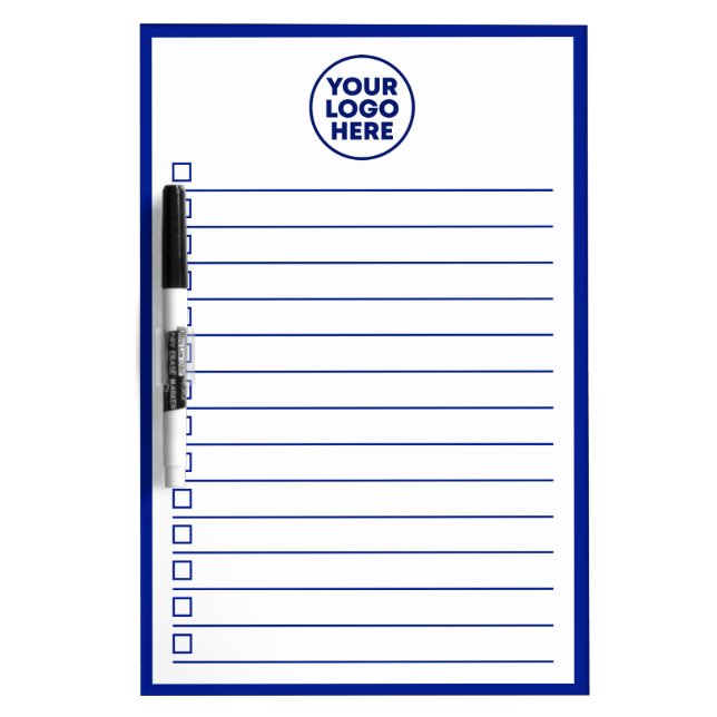 Modern Business Logo Navy Blue To Do List Dry Erase Board (Front)