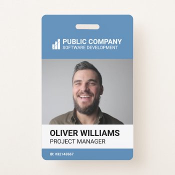 Modern Business Logo Photo Employee Id Badge by J32Design at Zazzle