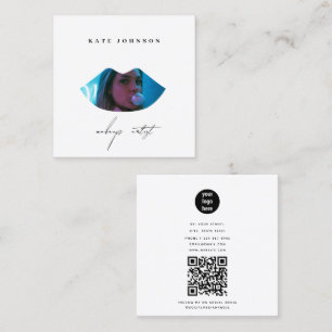 Modern Business Logo Photo Makeup Artist Lip Square Business Card