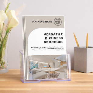 Modern Business Logo Photo Marketing Beige Bi-Fold Brochure