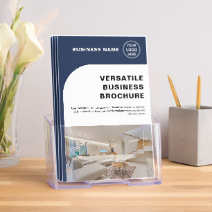 Modern Business Logo Photo Marketing Blue Bi-Fold Brochure