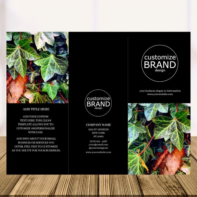 Modern Business Logo Photo Trifold Black Brochure (business brochure)