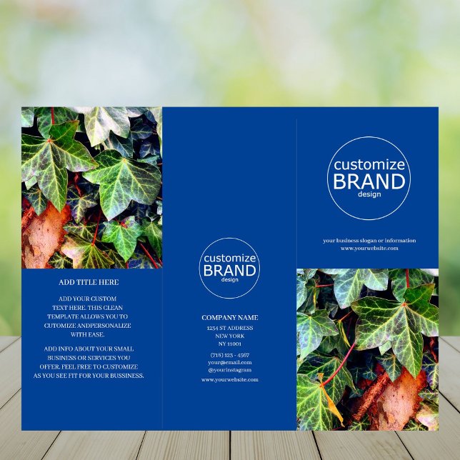 Modern Business Logo Photo Trifold Blue Brochure (business brochure)