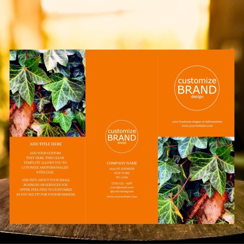Modern Business Logo Photo Trifold Orange Brochure