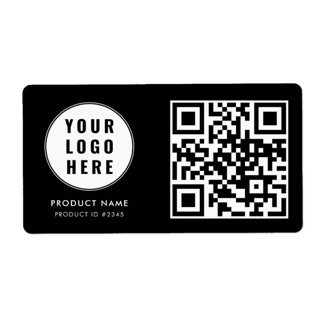 Modern Business Logo Product ID QR Code Label (Front)