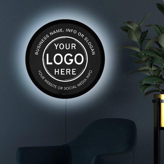 Modern Business Logo | Professional Black Round LED Sign
